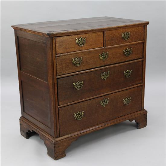 A mid 18th century oak chest, W.3ft D.1ft 8in. H.2ft 10in.
